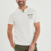T-shirt col tunisien coton Trappeur blanc homme