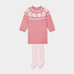 Ensemble robe tricot et collants vieux rose bébé fille