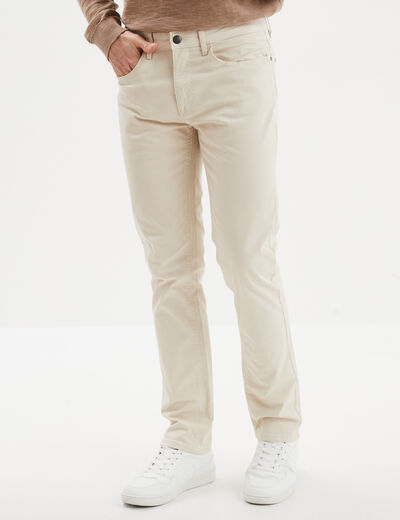 Pantalon droit en coton stretch beige homme