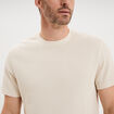 T-shirt textur&eacute; droit col rond coton ecru homme