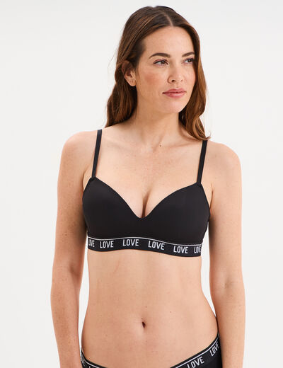 Soutien-gorge emboîtant paddé élastiqué noir femme