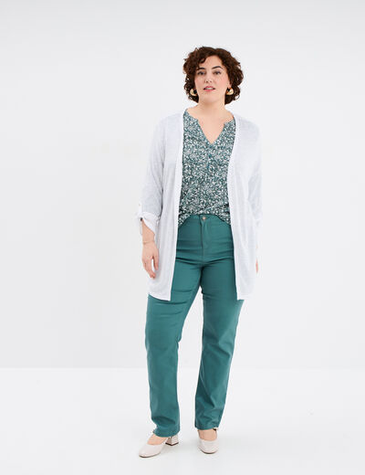 Blouse manches 3/4 retroussables vert foncé femme grande taille