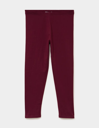 Legging 7/8 &egrave;me taille &eacute;lastiqu&eacute;e bordeaux femme