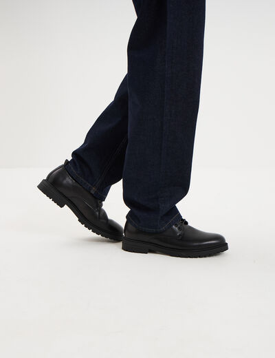 Derbies crant&eacute;es &agrave; lacets noir homme