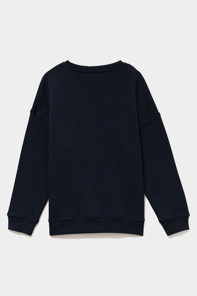 Sweat oversize No&euml;l col rond bleu marine gar&ccedil;on