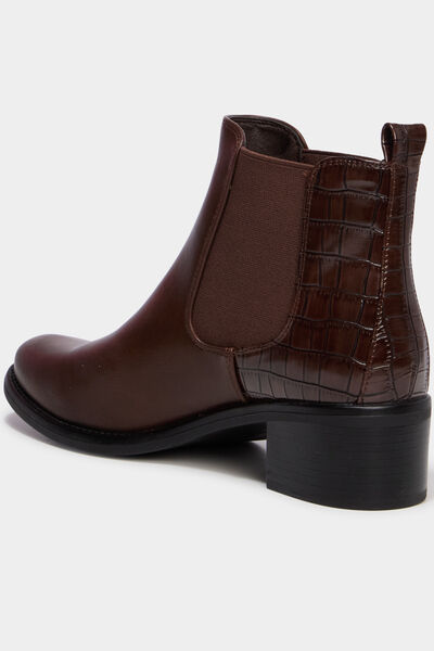 Bottines chelsea talons croco marron fonc&eacute; femme