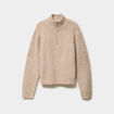 Pull col camionneur manches longues beige femme