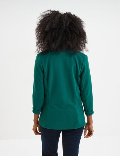Veste blazer cintré manches 3/4 vert foncé femme
