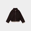 Veste bouclette oversize col tailleur marron fonc&eacute; femme