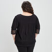 Blouse fluide manches 3/4 en dentelle noir femme grande taille