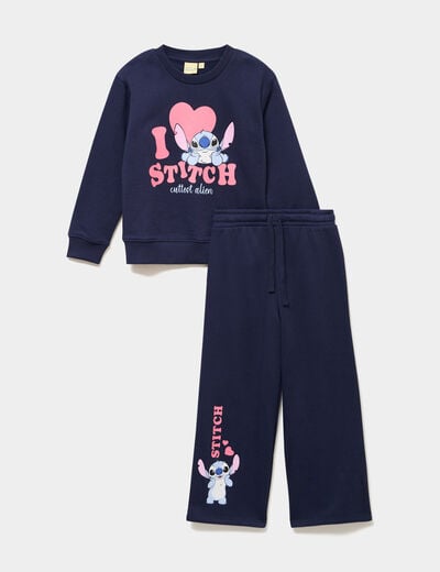 Ensemble de jogging 2 pi&egrave;ces Stitch bleu marine fille