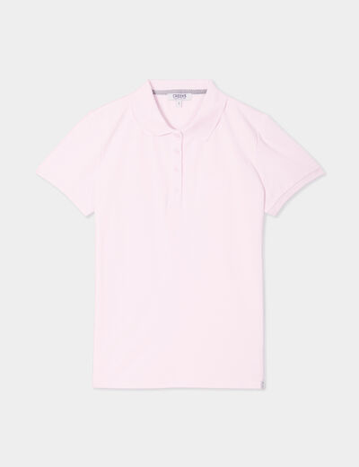 Polo ajusté manches courtes coton rose femme
