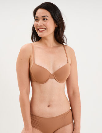 Soutien-gorge corbeille padd&eacute; microfibre vieux rose femme