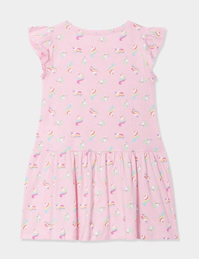 Robe courte évasée à volants rose pastel fille
