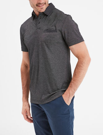 Polo droit manches courtes 1 poche buste gris foncé homme