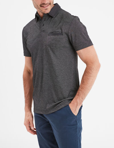 Polo droit manches courtes 1 poche buste gris foncé homme