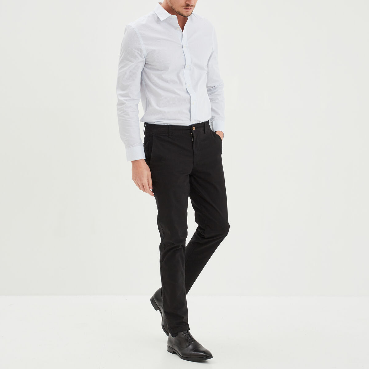 Pantalon chino slim coton noir homme