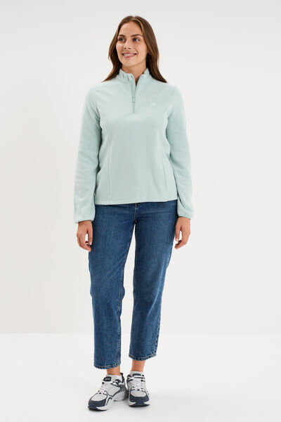 Sweat polaire col camionneur bleu gris femme