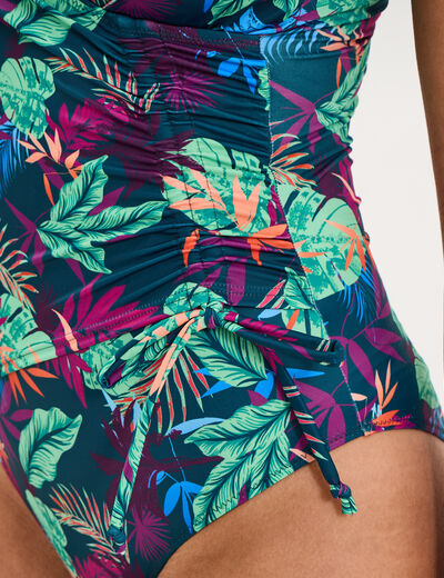 Maillot de bain une pi&egrave;ce crois&eacute; bleu p&eacute;trole femme