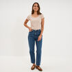 T-shirt coton col rond manches courtes beige femme