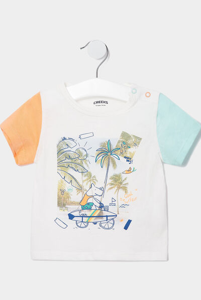 T-shirt manches courtes Creeks ecru bébé garçon