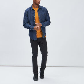 chemise droite manches longues denim stone homme Chemise droite manches longues denim stone homme
