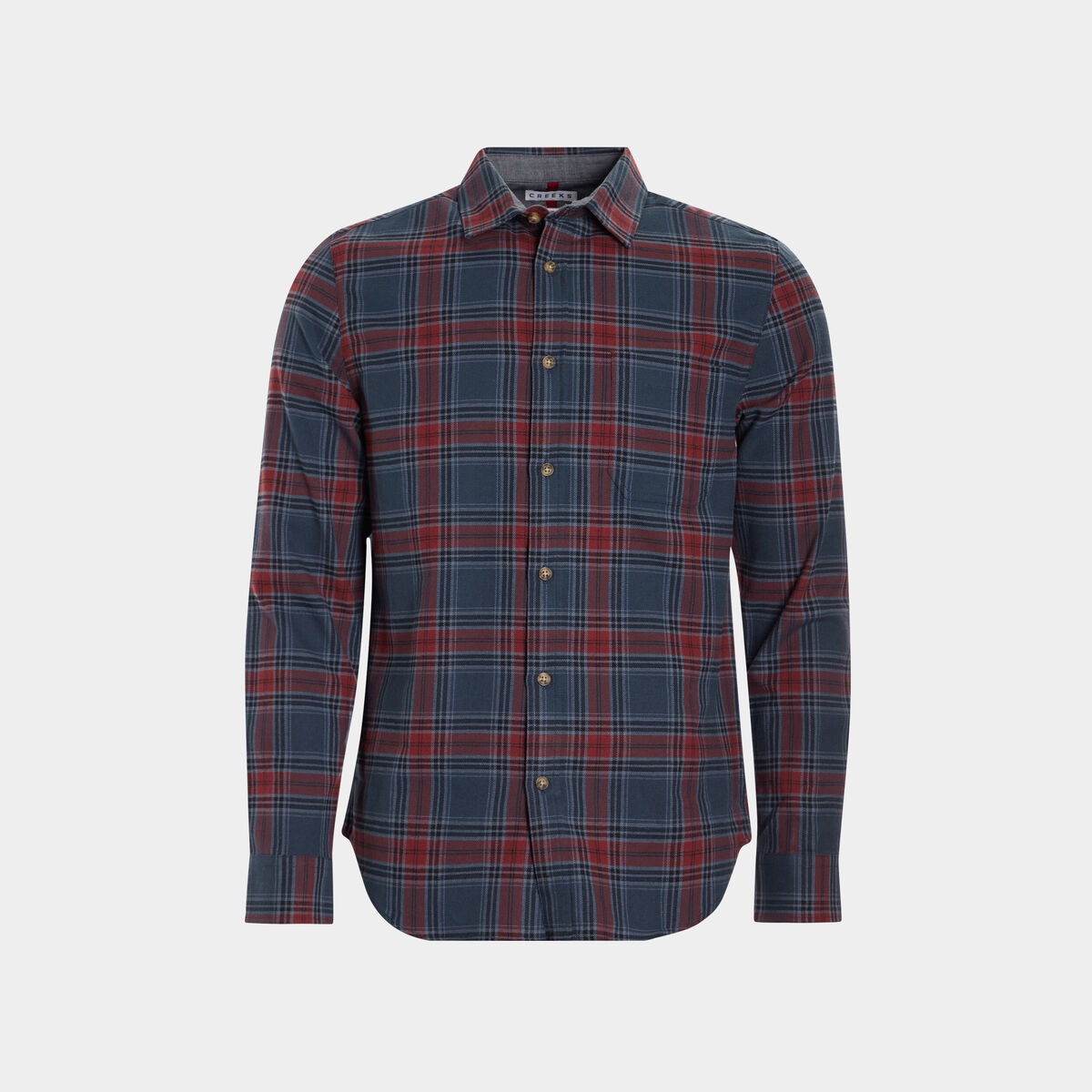 Chemise manches longues droite en coton bleu marine homme