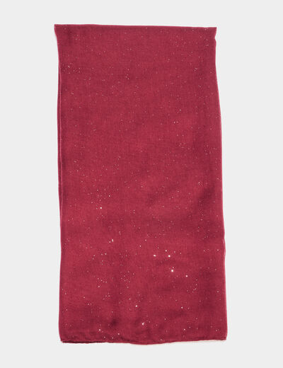 Foulard bords à franges fines prune femme