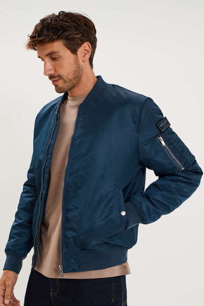 Blouson bomber d&eacute;perlant Liberto bleu marine homme