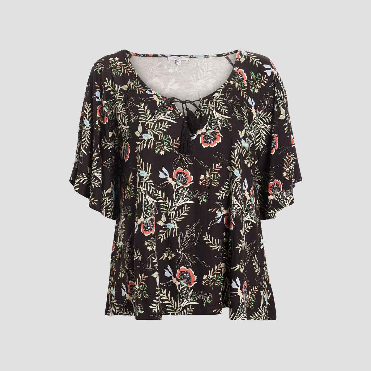 T-shirt manches courtes noir femme grande taille