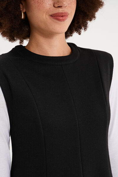 Robe courte trap&egrave;ze sans manches noir femme