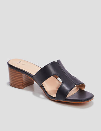 Mules à talons noir femme