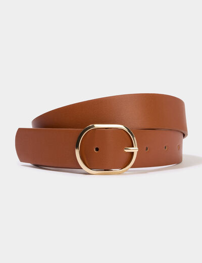 Ceinture avec boucle marron cognac femme