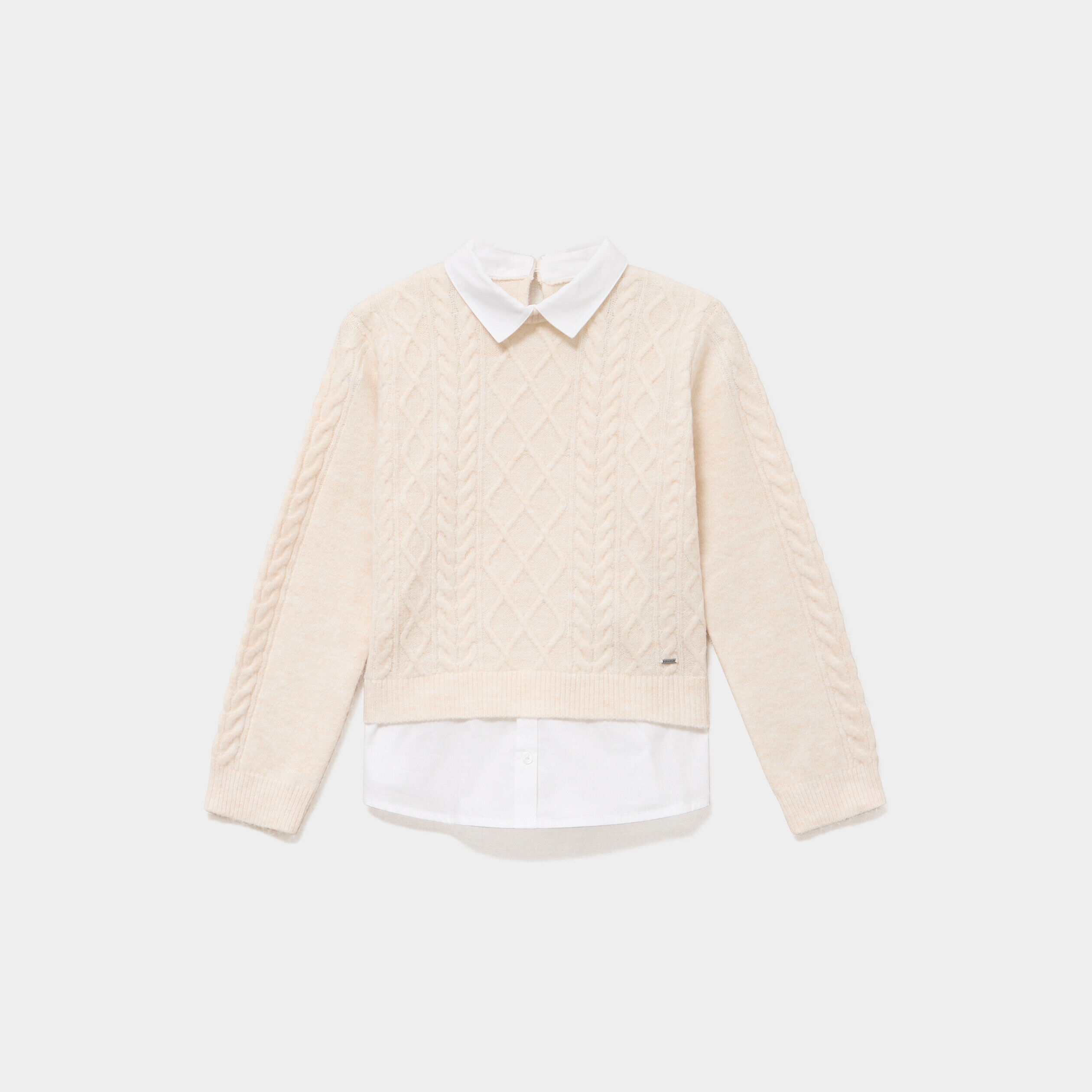 Pull effet 2-en-1 col chemise ivoire fille CREEKS