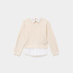 Pull effet 2-en-1 col chemise ivoire fille