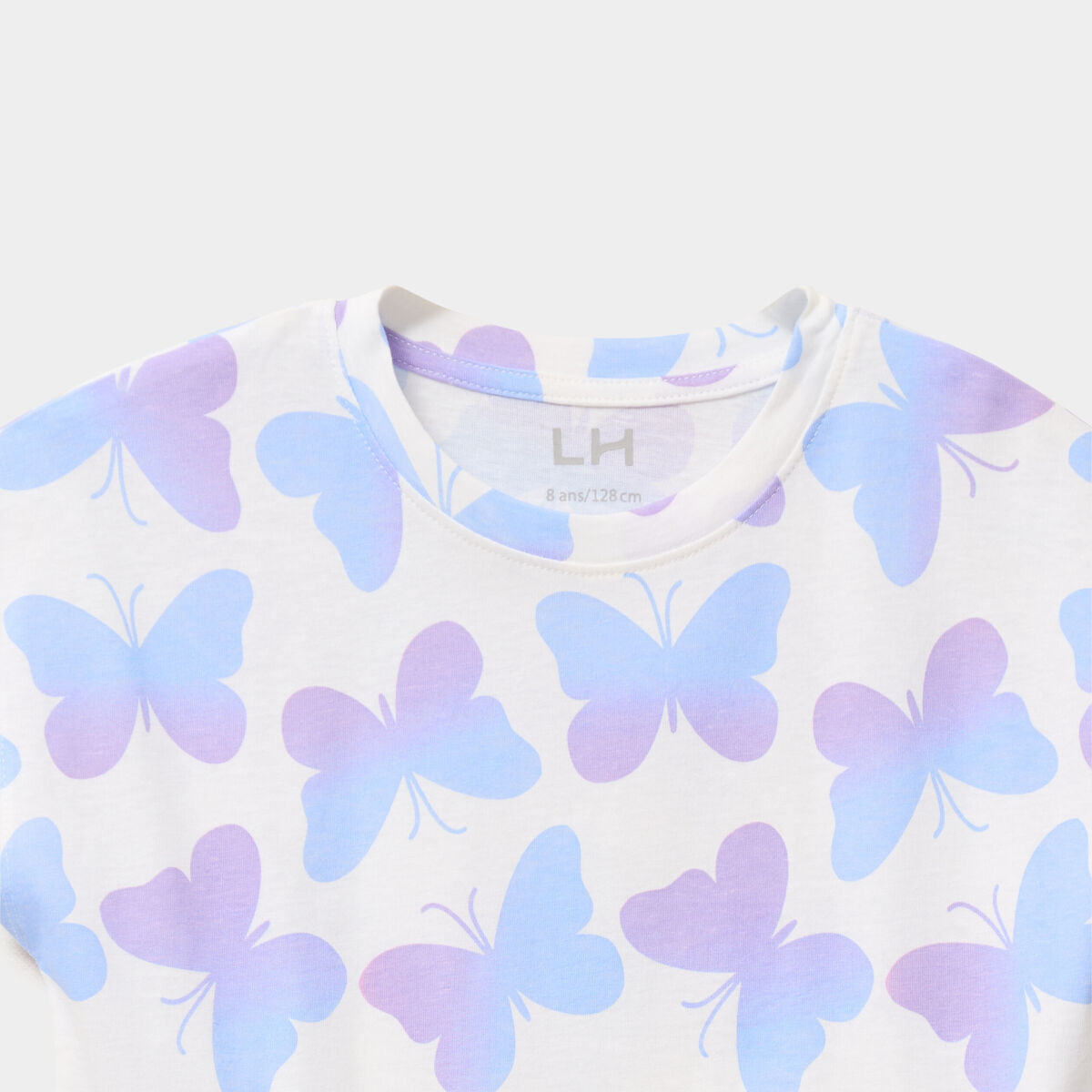 T-shirt manches courtes coton ecru fille