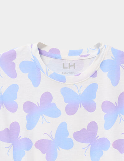 T-shirt manches courtes coton ecru fille