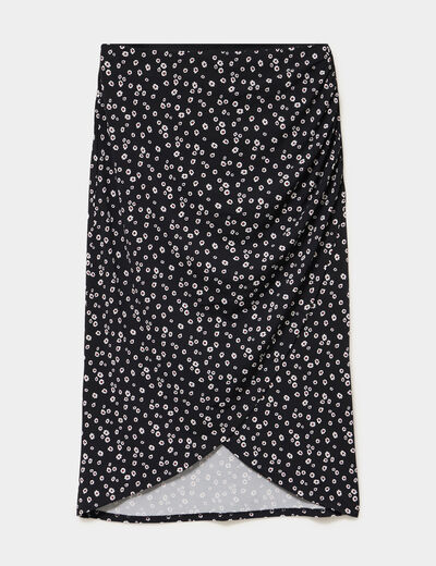 Jupe longue portefeuille noir femme
