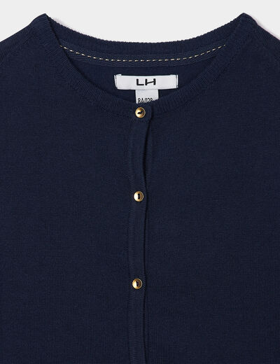 Gilet boutonné bleu marine fille