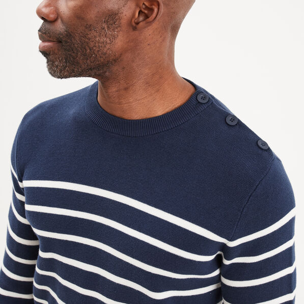 Pull marinière col rond Creeks bleu marine homme