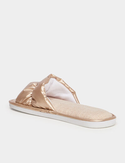 Mules matelassées métallisées couleur or femme