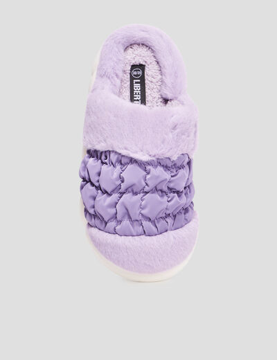 Chaussons mules fausse fourrure Liberto mauve femme