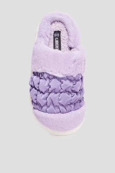 Chaussons mules fausse fourrure Liberto mauve femme