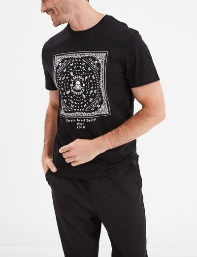 T-shirt manches courtes coton Liberto noir homme