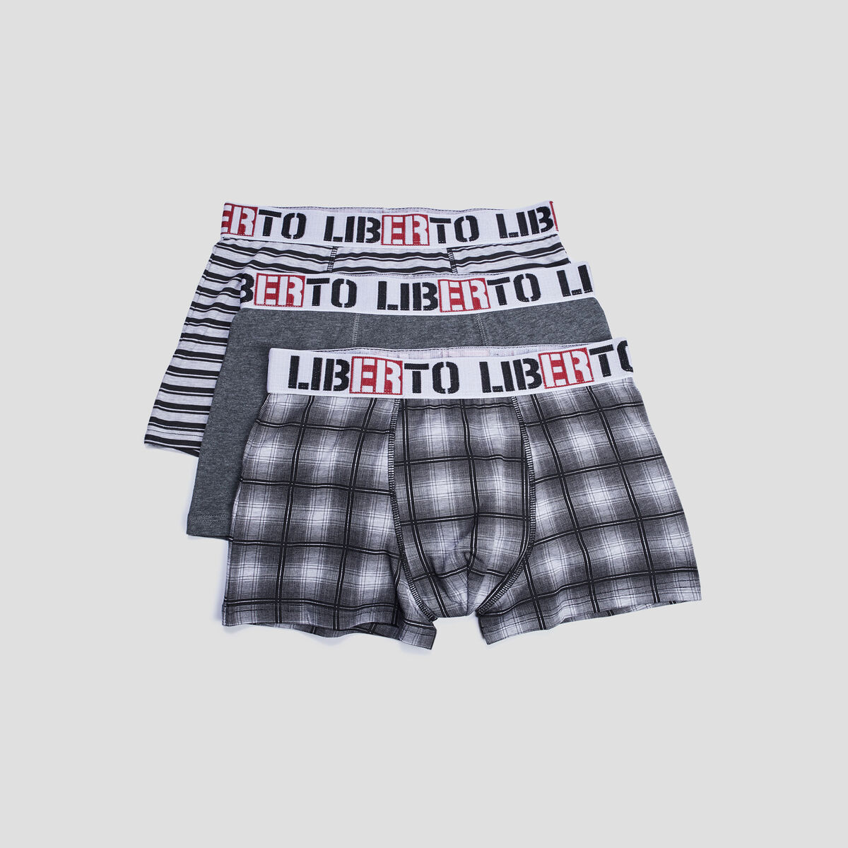 Lot 3 boxers Liberto gris homme