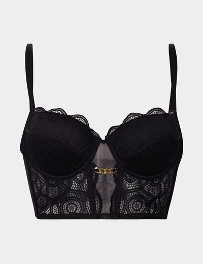 Soutien-gorge bustier corbeille dentelle noir femme