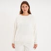 Sweat d&eacute;tails torsades manches longues blanc femme grande taille