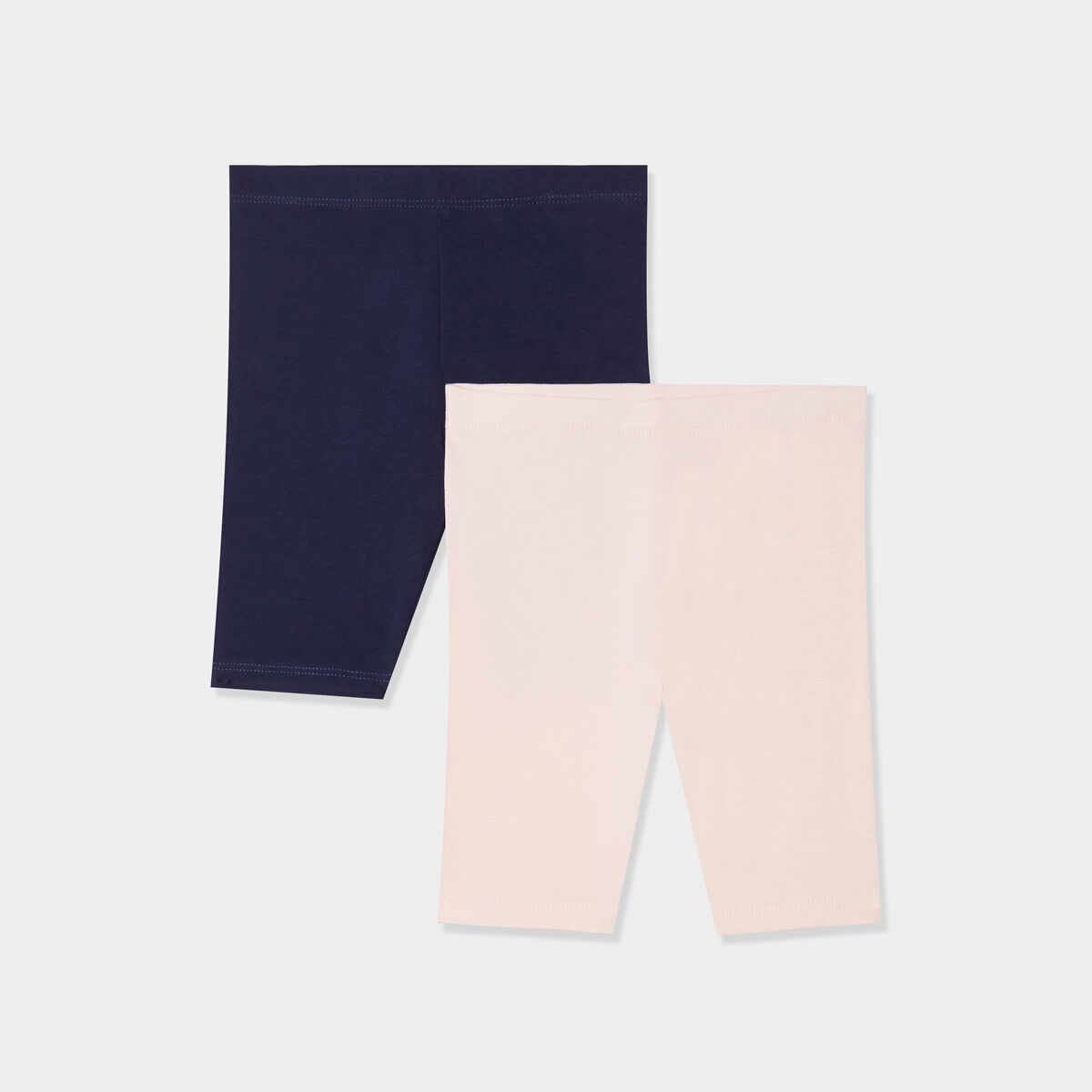 Lot 2 shorts cyclistes taille standard bleu marine b&eacute;b&eacute; fille