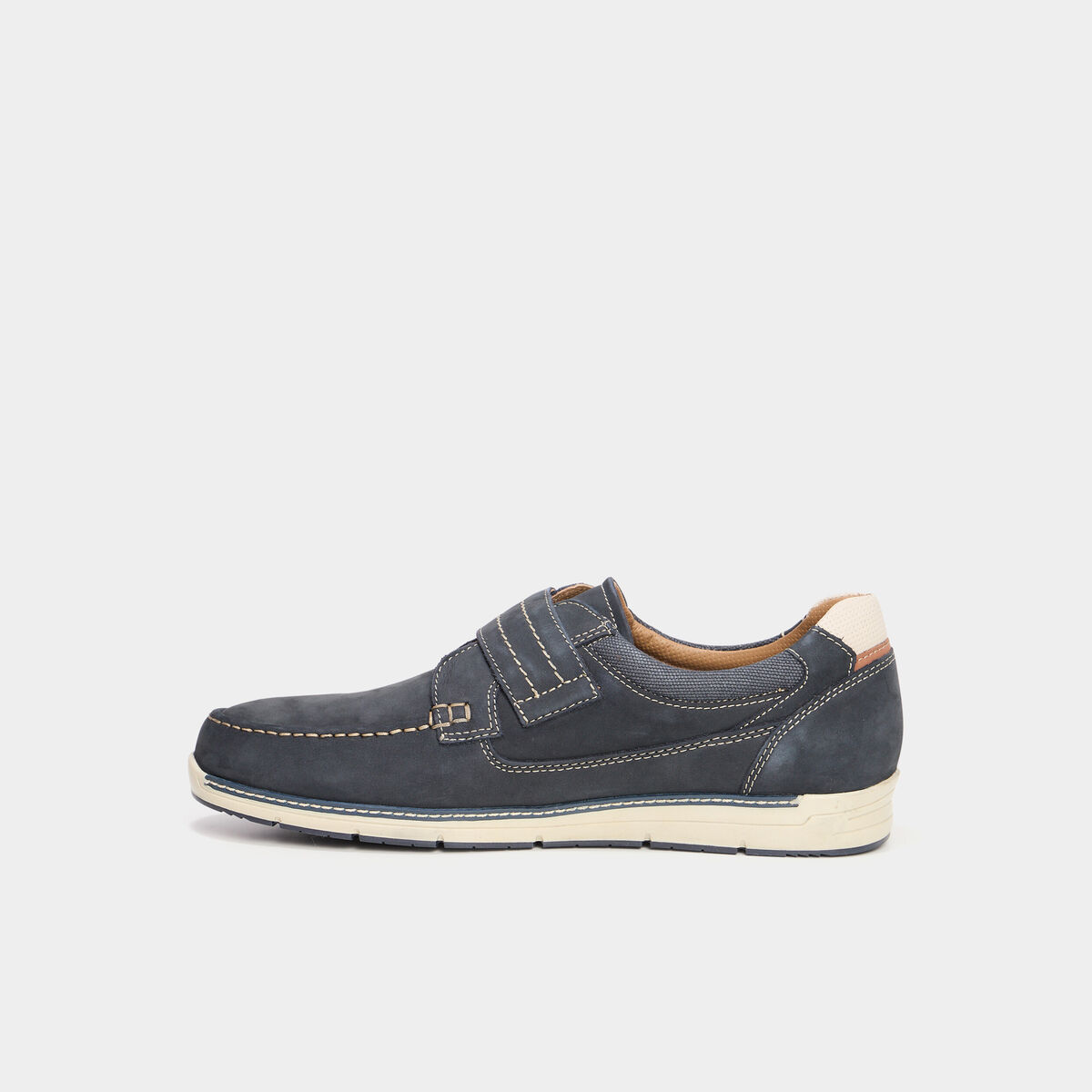 Chaussures bateau en cuir bleu homme