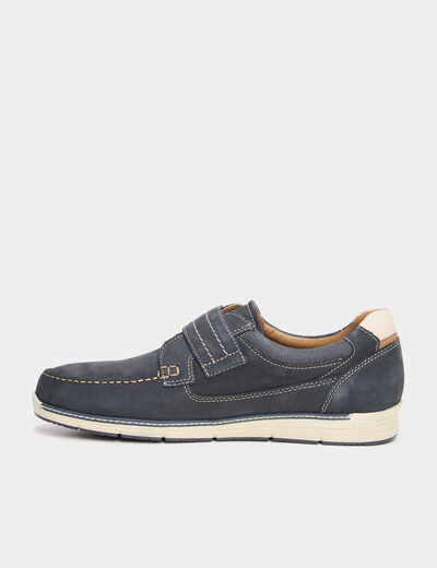 Chaussures bateau en cuir bleu homme